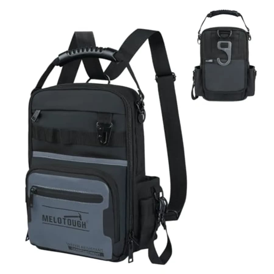Zaino Porta Attrezzi Piccolo per Uomo con 30 Tasche Multifunzione, Borsa Porta Attrezzi Resistente con Tracolla a Doppia Forma per Elettricisti
