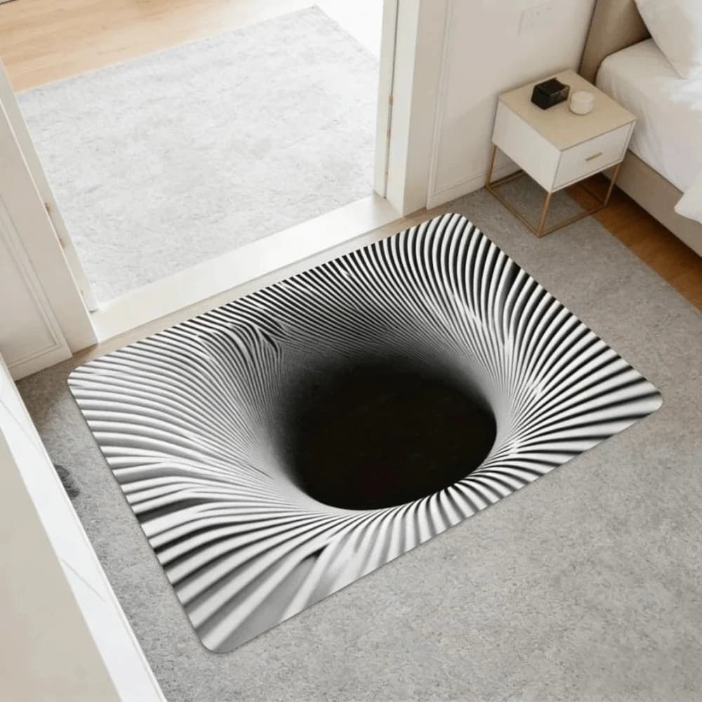 3D Flat Optical Illusion Doormat Water-absorbing Non-slip Bathroom Carpet Durable Abrasion-resistant Bedroom Door Rug Home