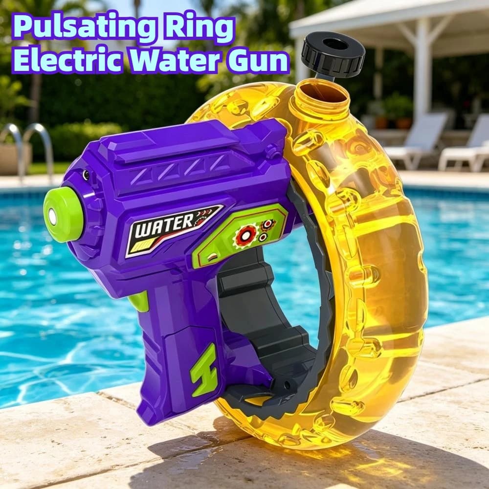 Pistola ad Acqua Elettrica Power Ring, Grande Capacità, Illuminazione Cool, Sparo Continuo con Un Solo Pulsante, Giocattolo per Bambini