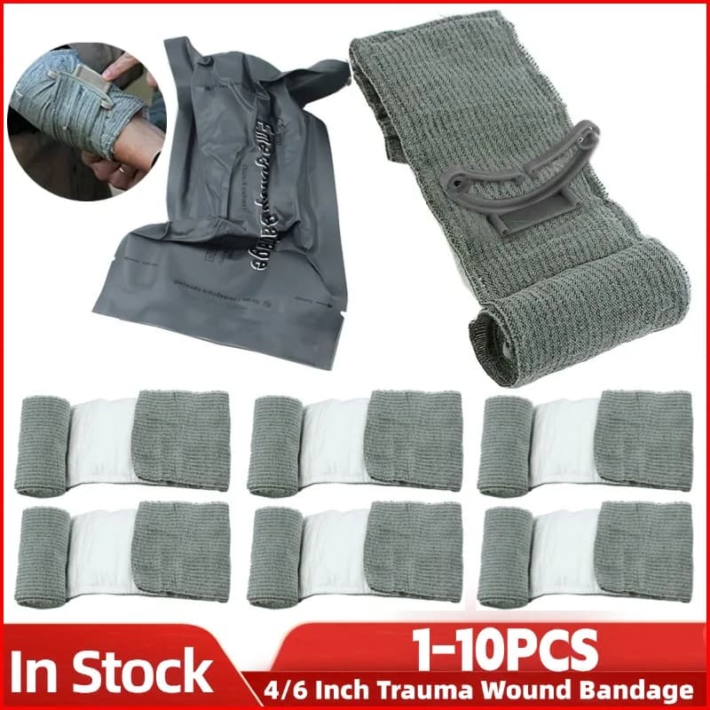 1-10PCS 4/6 pollici bendaggio israeliano medicazione per ferite emergenza primo soccorso trauma bendaggio traumatico benda emostatica per esterno