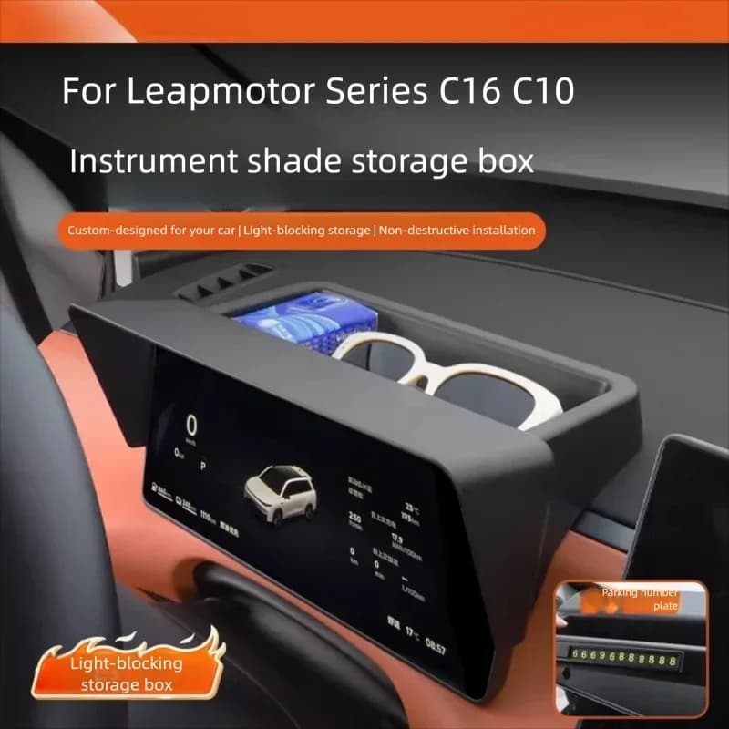 Scatola portaoggetti per cruscotto Leapmotor C16 C10, copertura parasole per schermo, organizer interno, accessori per modifica auto