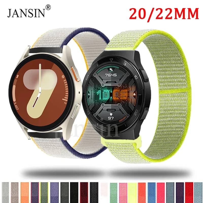 Cinturino in nylon da 20mm 22mm per Samsung Galaxy Watch 4 5 6 7 40MM 44MM/Active2 Gear S3 cinturino per Huawei Watch GT/2e/GT2/3/GT4
