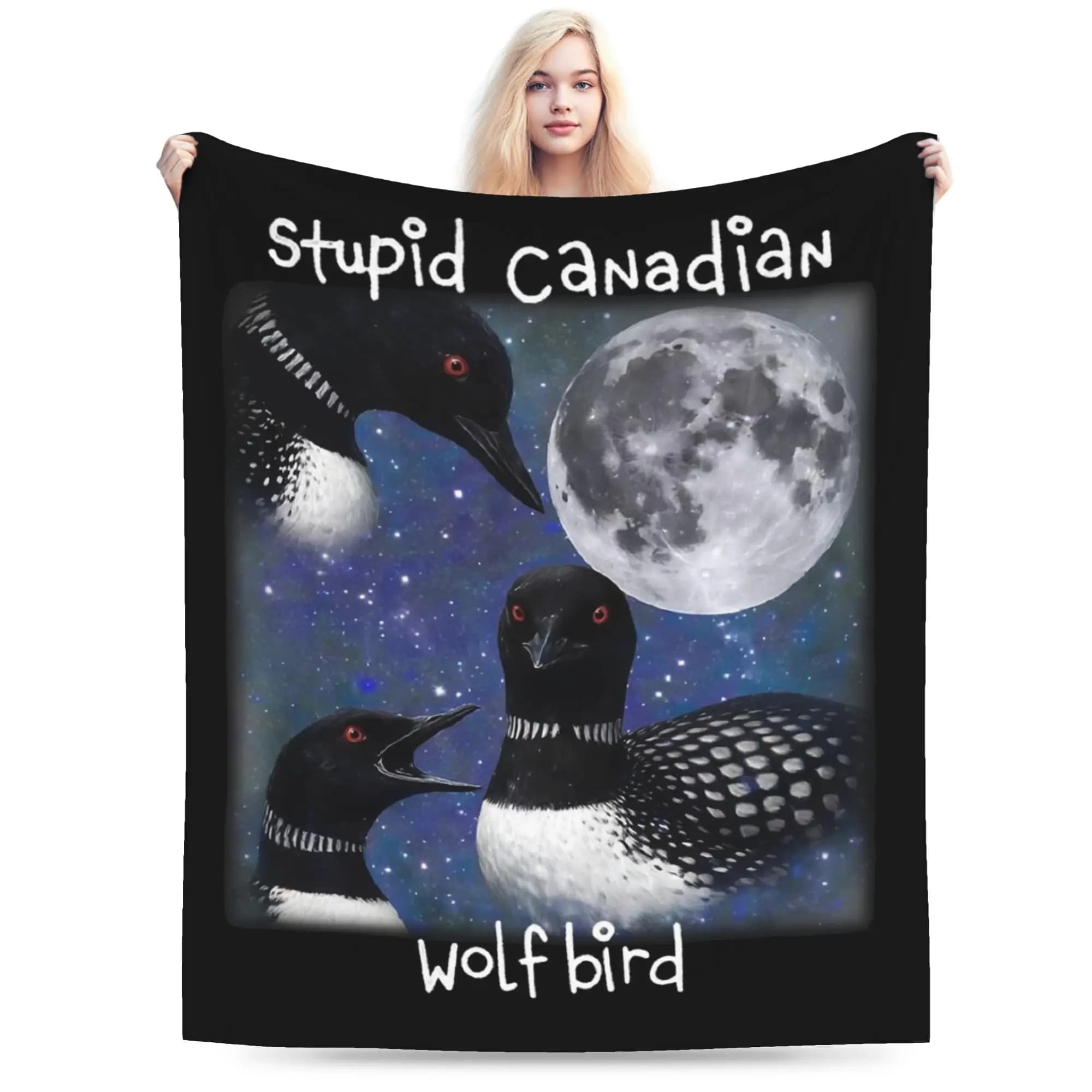 Coperta in Velluto con Motivo Lupo Canadese, Decorazione Tessile Multifunzione, Leggera e Sottile