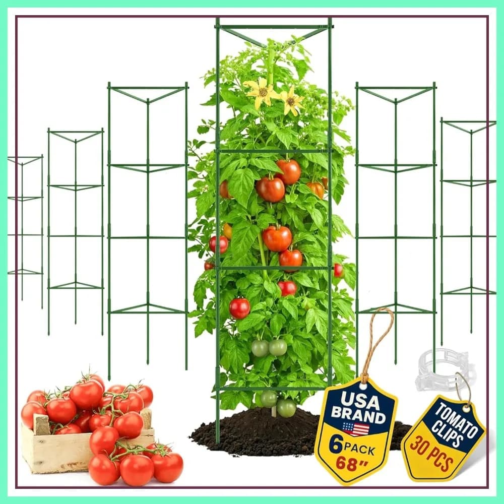 Supporti per Pomodori Extra Alti 68 Pollici - Pali a Traliccio per Verdure e Piante Rampicanti - Confezione da 6 per Giardino, Vasi, Aiuole Rialzate