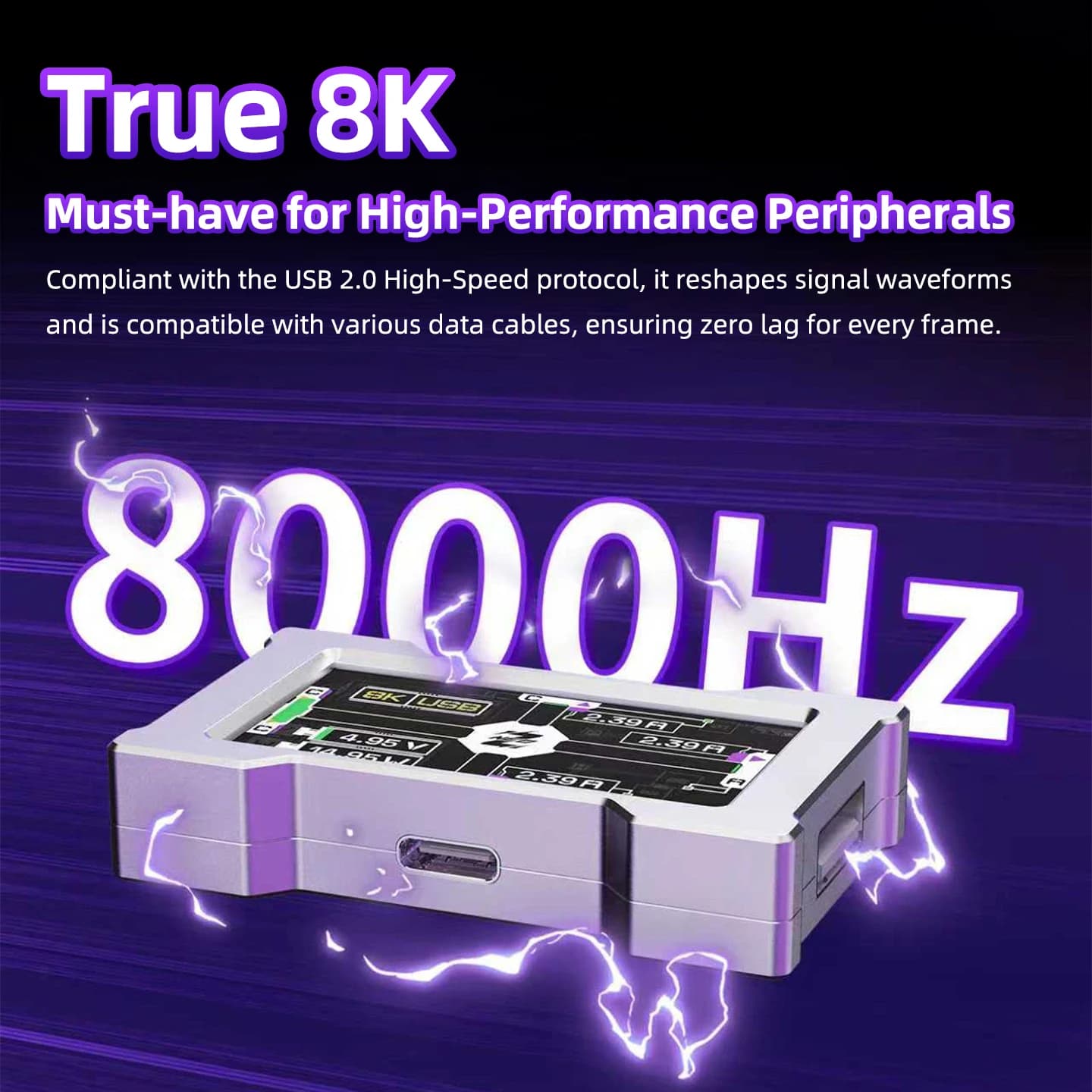Hub USB da Gaming HMHUB - 2 Ingressi 3 Uscite 8K Hz con Alimentazione Indipendente e Schermo per Configurazione Scrivania Gaming