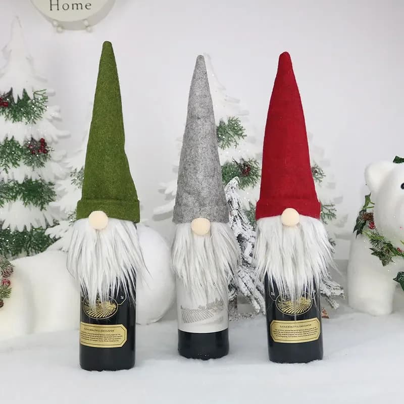Sacchetti per bottiglie di vino di Natale Copri bottiglie di champagne di Natale riutilizzabili Vestiti per le feste di matrimonio di Capodanno Decorazioni per la tavola da pranzo