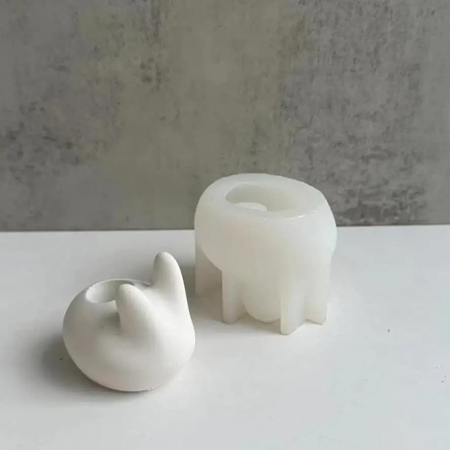 Porta spazzolino in cemento inserito stampo in silicone simpatico animale coniglio design forniture per il bagno stampo per penna da ufficio