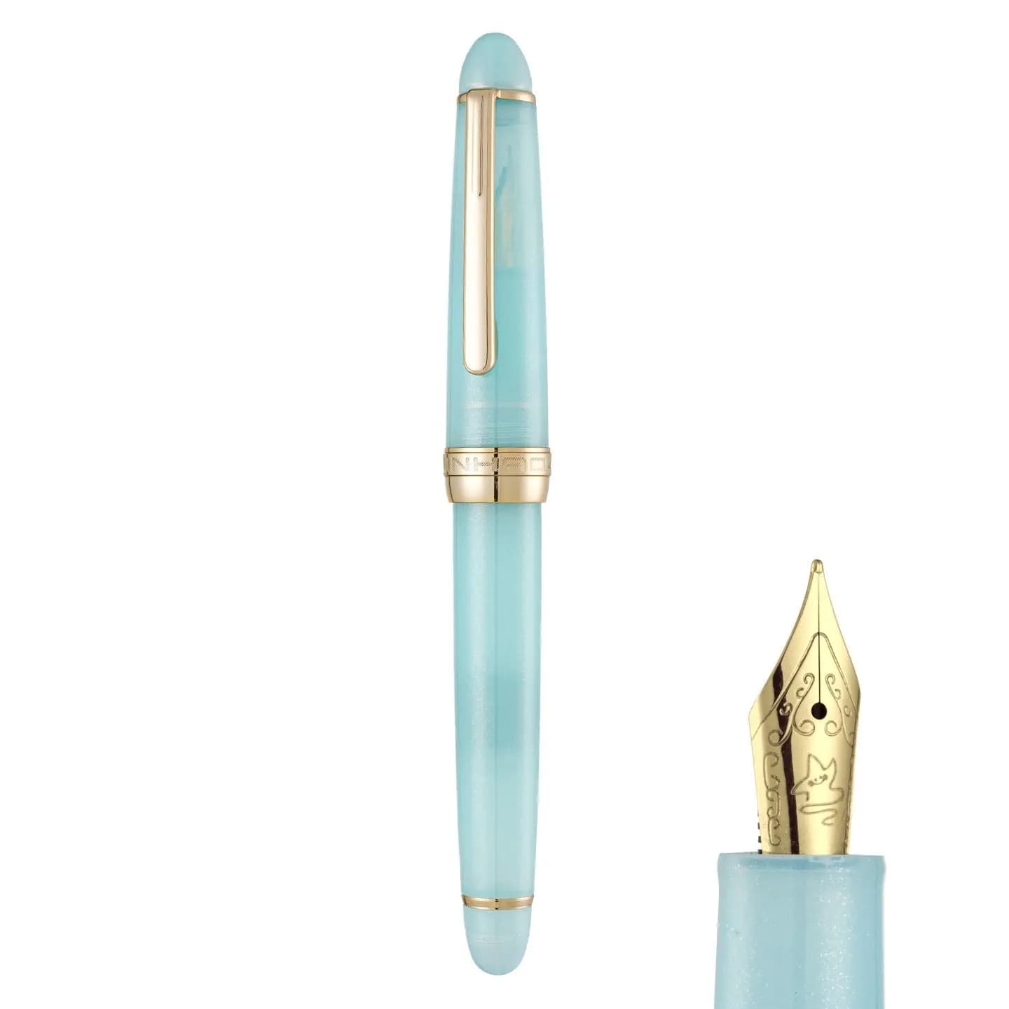 Jinhao 82 Limited Edition Torpedo Ice Blue Fountain Pen - EF/F/M/Bent Nib Set for Students Calligraphy Practice