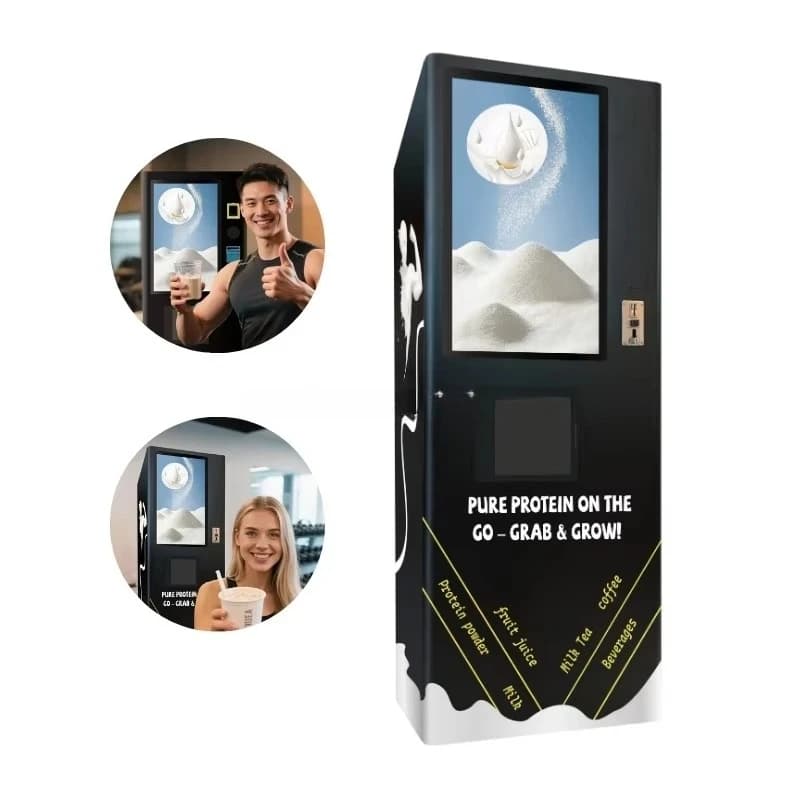 Fully automatic protein powder dispenser with automatic cup lowering and cold/hot functions, with a capacity of 100 cups