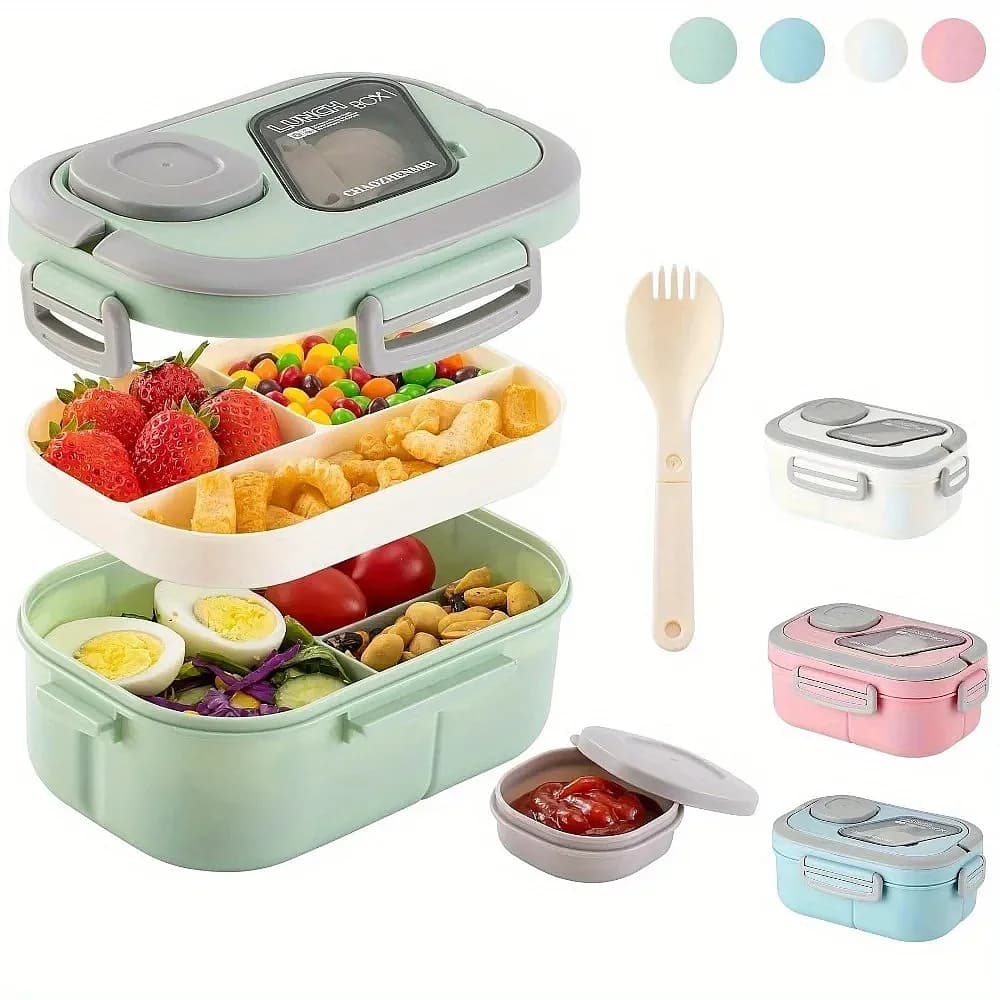 Spacious 40.5 Oz BPA-Free Bento Lunch Box for Adults Leakproof 4 Compartments Microwave Dishwasher Safe