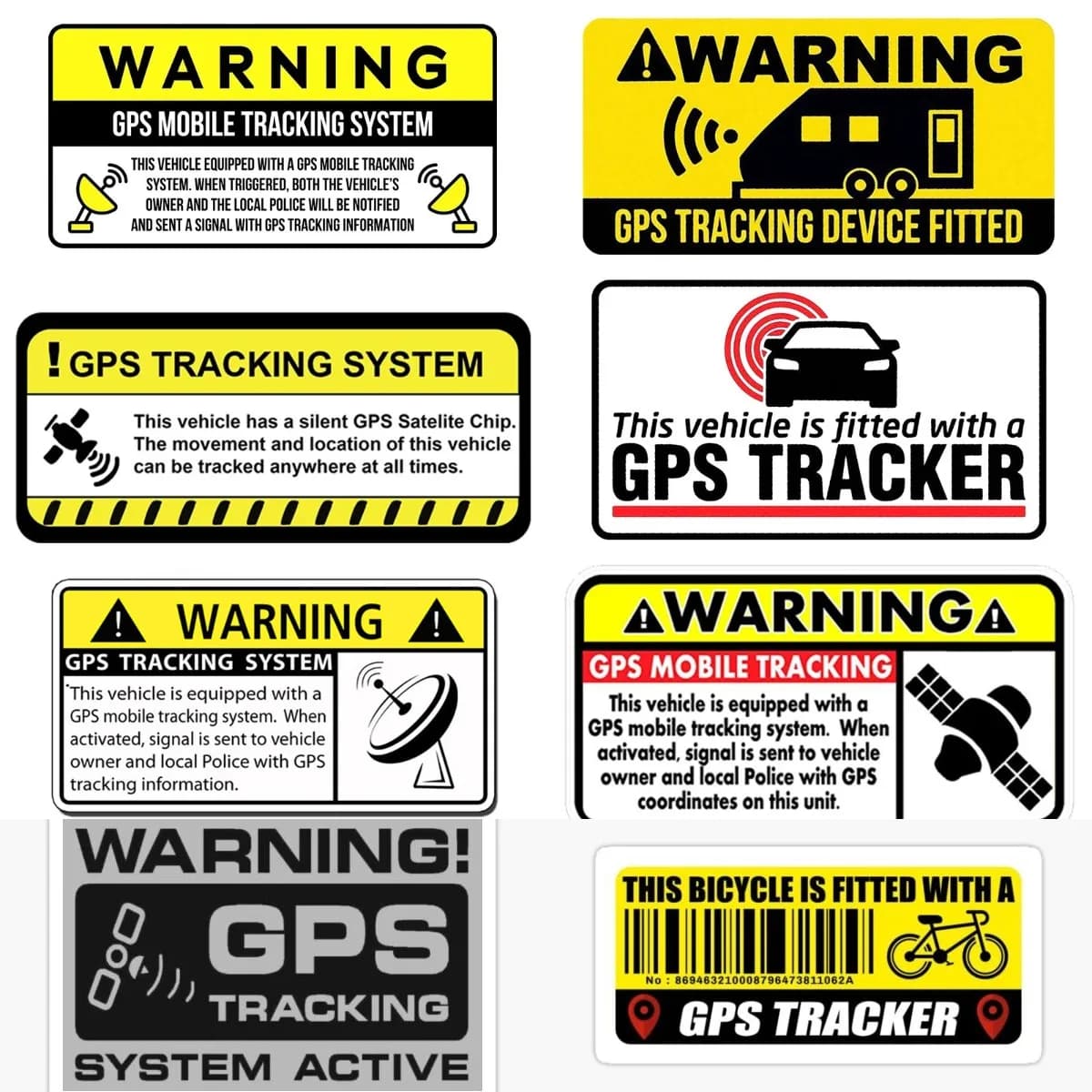 Warning GPS Tracking Anti Theft Vehicle Security System Sticker Alarm Car Window Decal Truck Waterproof Car Reflective Stickers
