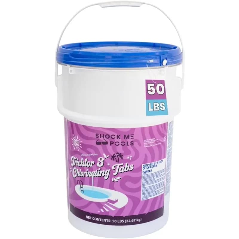 Pastiglie di Cloro da 3 Pollici per Piscine, 50 lb di Pastiglie di Cloro per Piscine, 99% Tricloro, 90% Disponibile