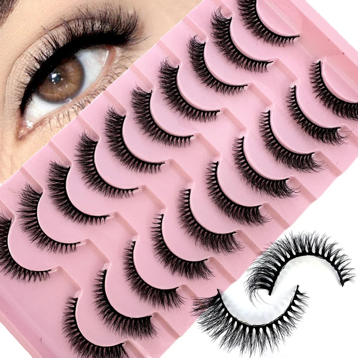 10 paia 8-14mm ciglia naturali corte ciglia di visone soffici ciglia finte lunghe trucco ciglia di gatto ciglia di visone ciglia riutilizzabili