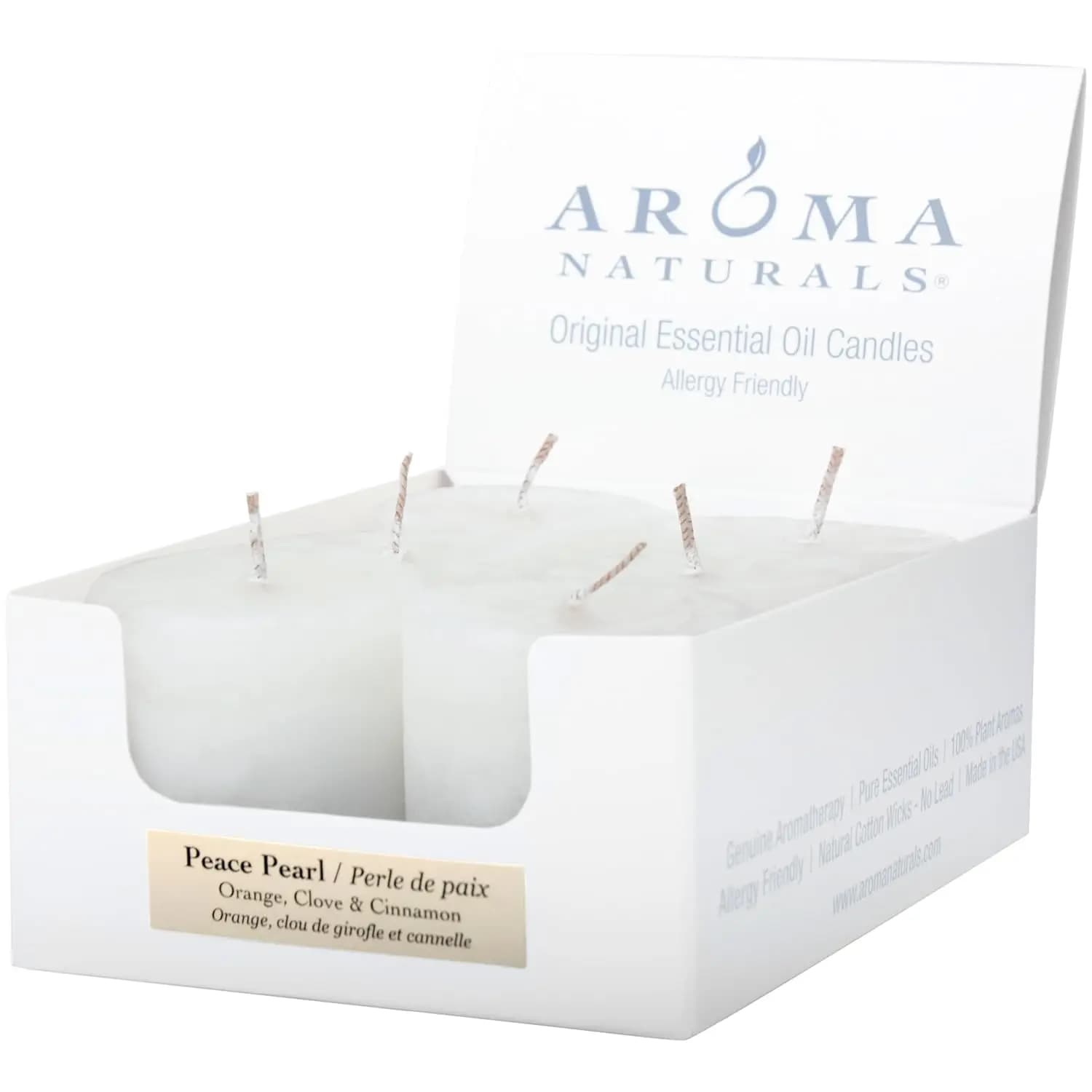 Candele Votive Naturali: Olio Essenziale di Arancia, Chiodi di Garofano e Cannella, Confezione da 6, Durata 15 Ore