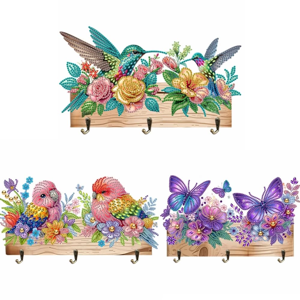 1 set di ganci per pittura diamante animale fai da te, un gancio in legno per appendere al muro, con 3 ganci per appendere la parete di arte del diamante ho