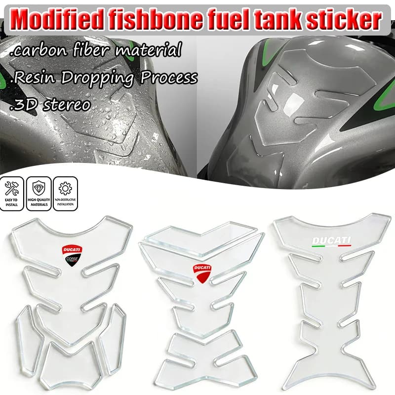 Per Ducati V2 V4 400 620 695 696 796 821 Monster 899 959 1199 1299 Adesivi Protettivi in Fibra per Serbatoio Moto