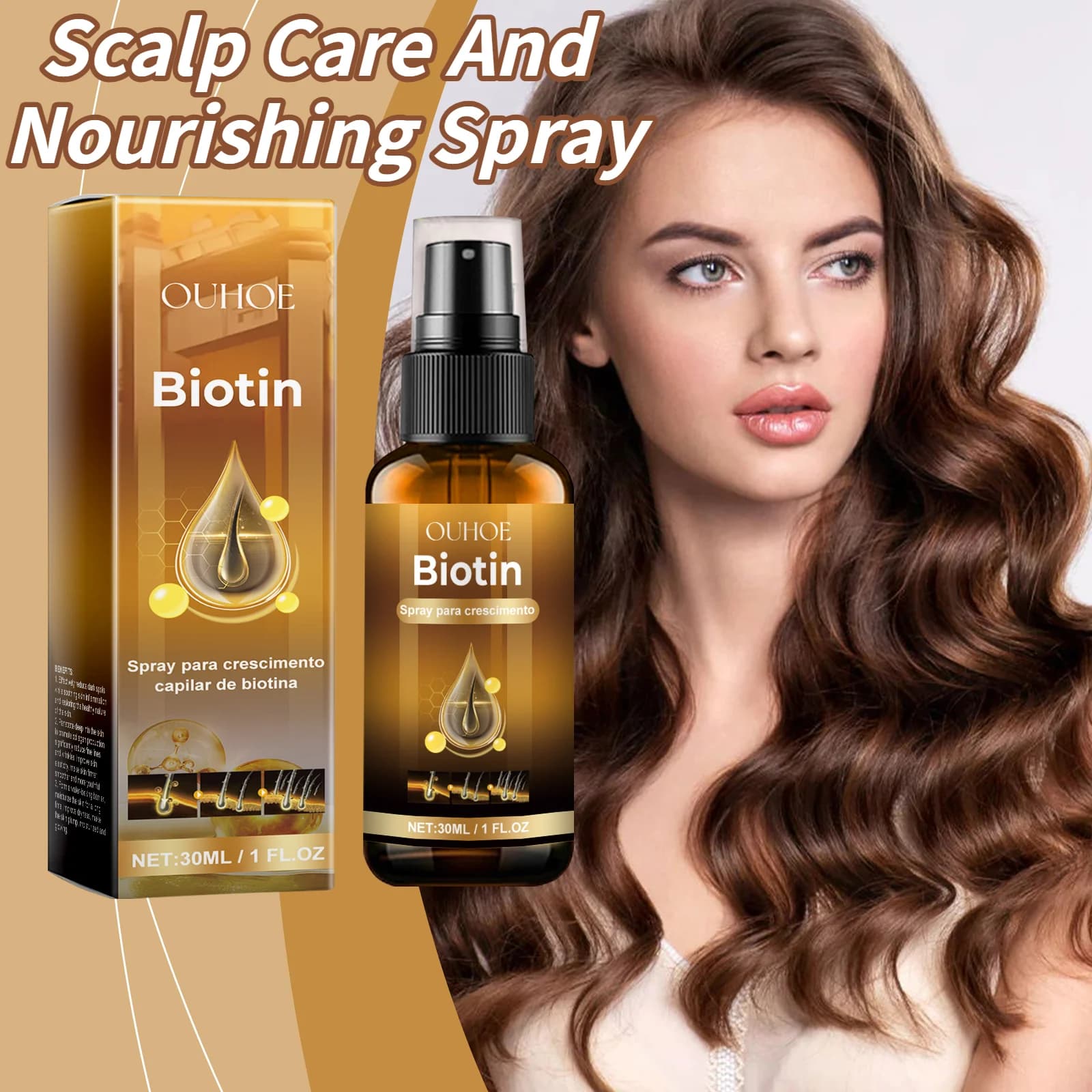 Spray nutriente per cuoio capelluto Capelli forti Nutriente Anti perdita di capelli Cura del cuoio capelluto Rinfrescante Non grasso Estratto vegetale per capelli Fluido per la cura 30ml