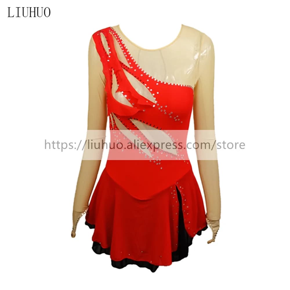 LIUHUO Pattinaggio di Figura Vestito da Donna per Ragazze Rullo di Ghiaccio Prestazioni Ginnastica Ritmica Concorso Danza Body Costume Balletto