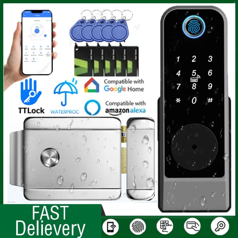 Impermeabile TTLOCK Smart Lock Wifi Doppio lato Blocco impronte digitali Cancello esterno Password digitale App remota Blocco elettronico domestico