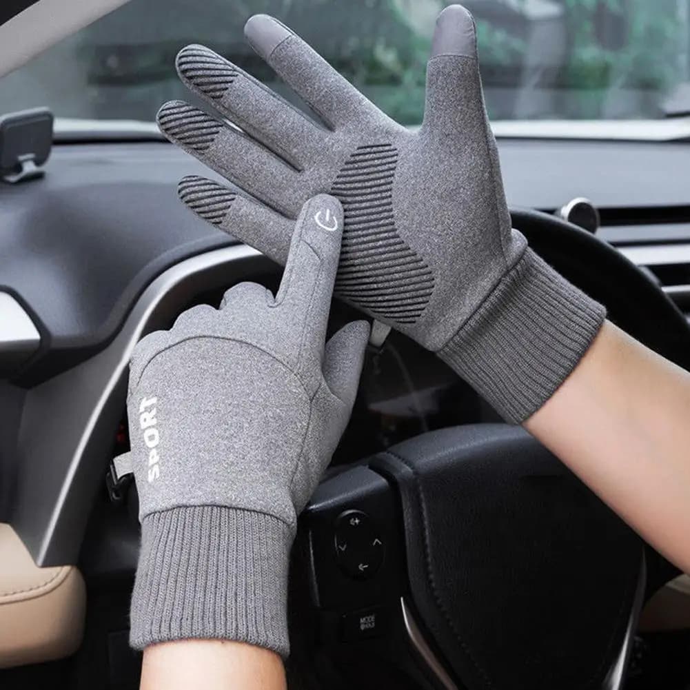 1 pair of warm winter gloves with whole fingers waterproof cycling outdoor sports motorcycle ski touch screen fleece gloves