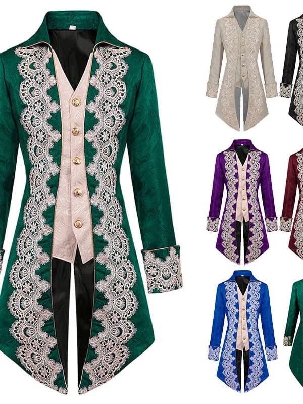 Medieval Men's Mid-Length Punk Style Gothic Victorian Halloween Costume Jacket Long Tunic Top for Men in China 2026 Summer
