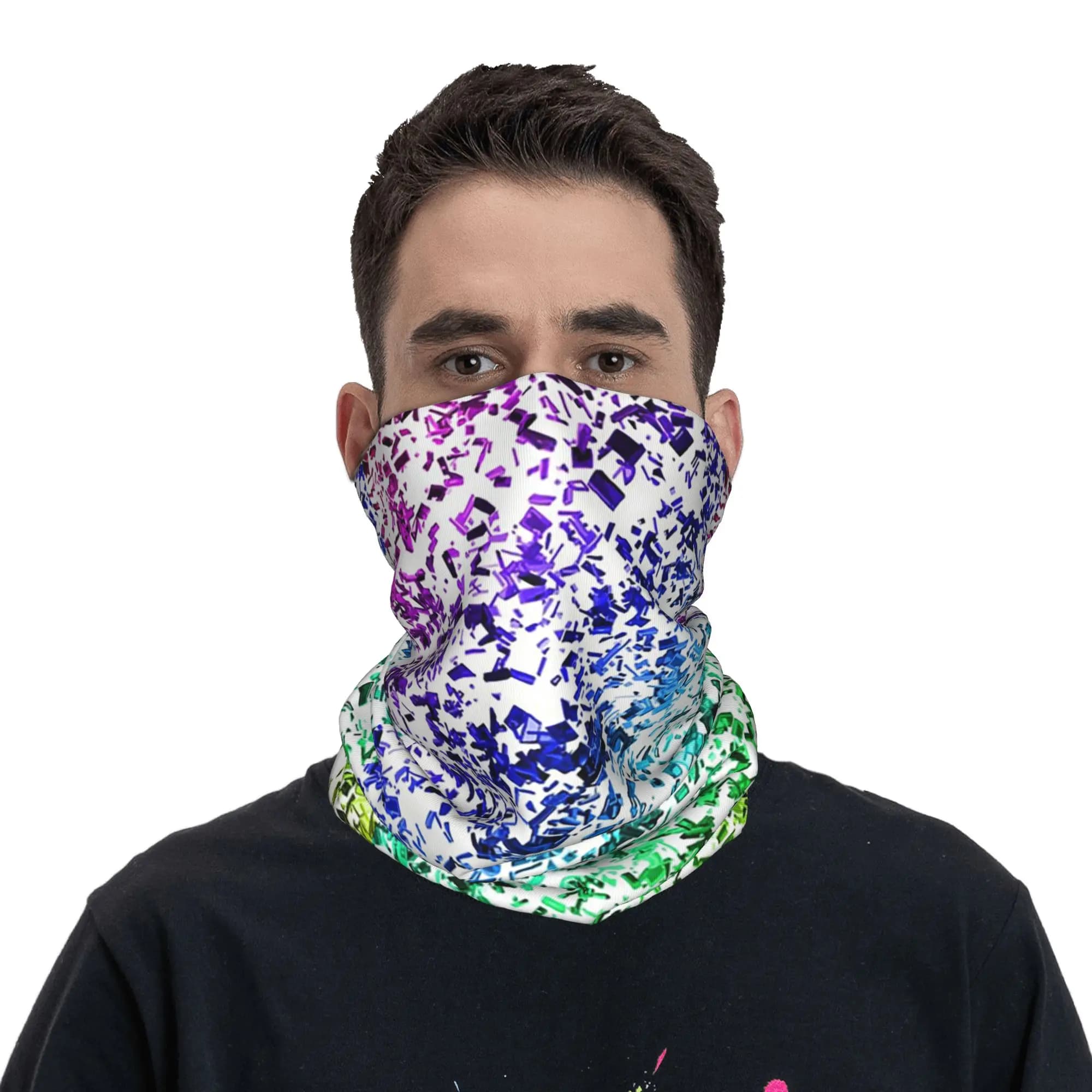 Bandana with rainbow foamed glass hull pattern, printed neck cover, wrapping scarf, face mask, for hiking, fishing, for man and woman
