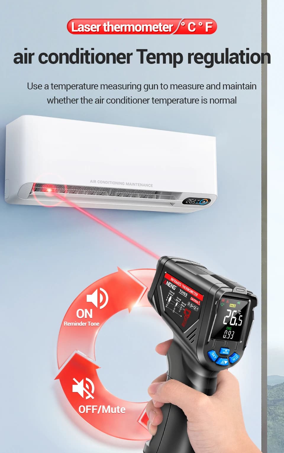 Termocamera digitale a infrarossi ANENG TH05 con laser IR, tester di temperatura per tubi di riscaldamento a pavimento, sensore per circuiti industriali