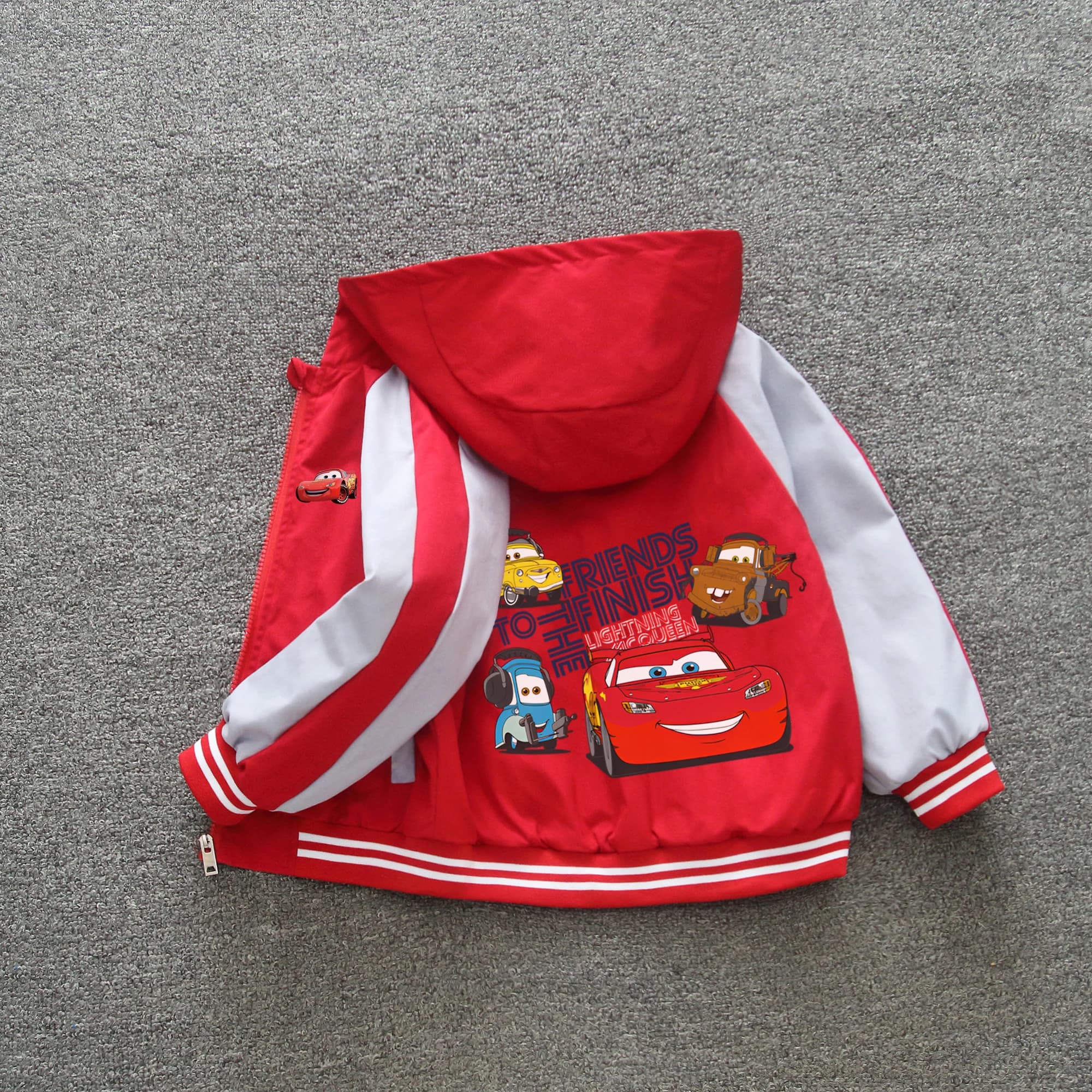 Cars Lightning McQueen Baby Clothes 2026 Spring Toddler Girl Boy Hooded Jacket Cartoon Color Blocking Zipper Coat Kids Outerwear