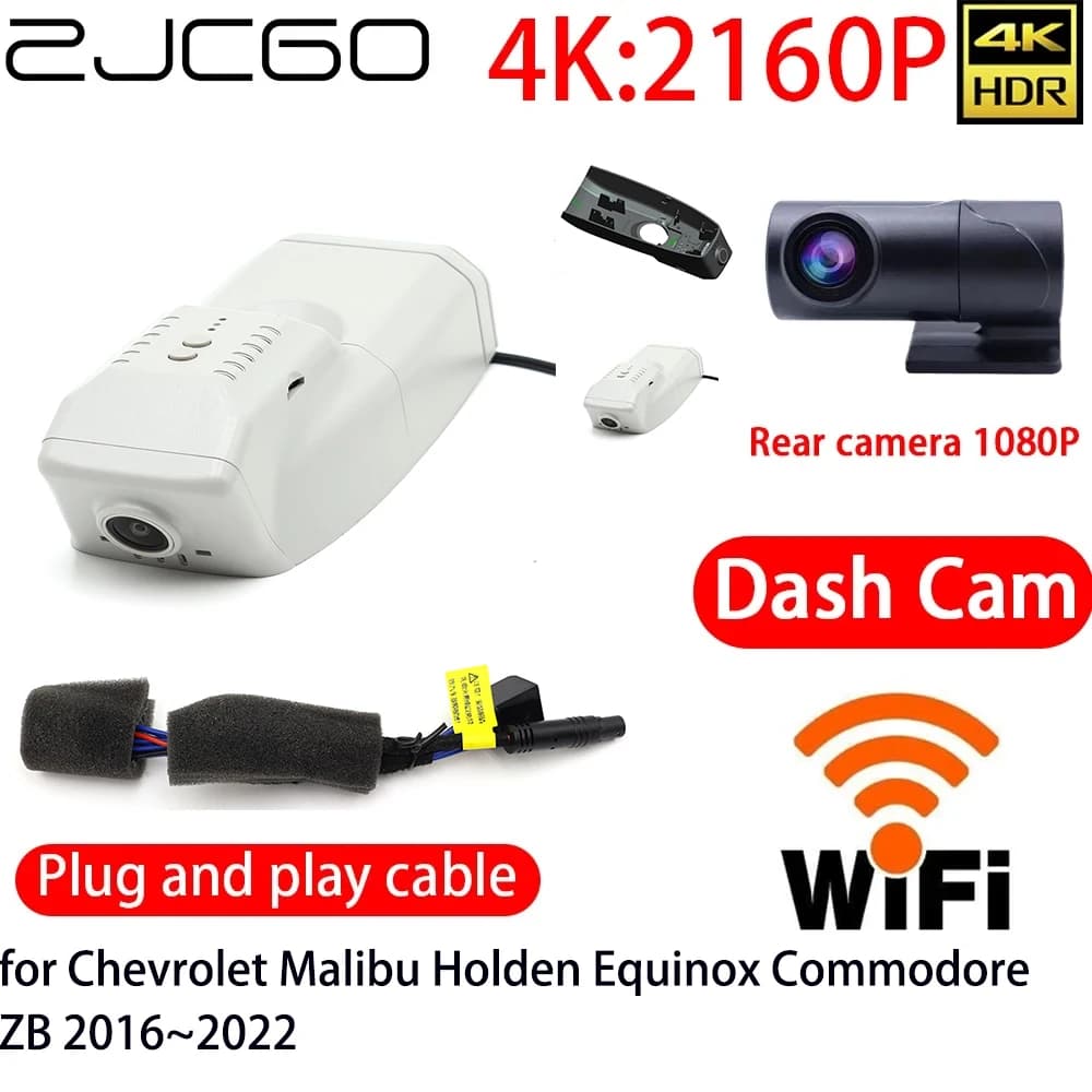 ZJCGO Dash Cam 4K DVR with Wifi, Front and Back Camera, 24h Monitoring for Chevrolet Malibu Holden Equinox Commodore ZB 2016~2022