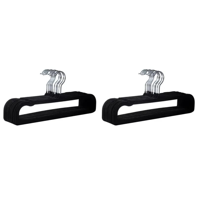 BAAR-20 Clothes hanger in Velvet Anti-slip, Neri Sottili Salvaspazio per Armadio, Resistent per Reggiseni, Jeans e Pantaloni