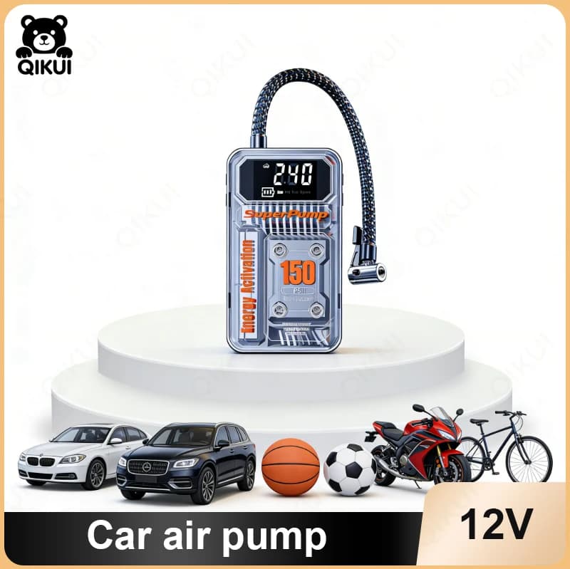 Compressore d'Aria Portatile Wireless per Pneumatici Auto, Power Bank di Emergenza, Avviatore d'Emergenza 12V DC, Gonfiatore con Batteria al Litio e LED