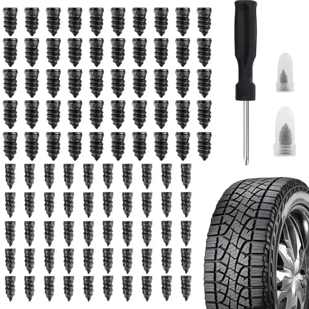 Set di 10-100 Pezzi per Riparazione Pneumatici Auto, Attrezzi per Riparazione Gomme di Auto e Camion, Chiodi in Gomma per Riparazione Forature Moto