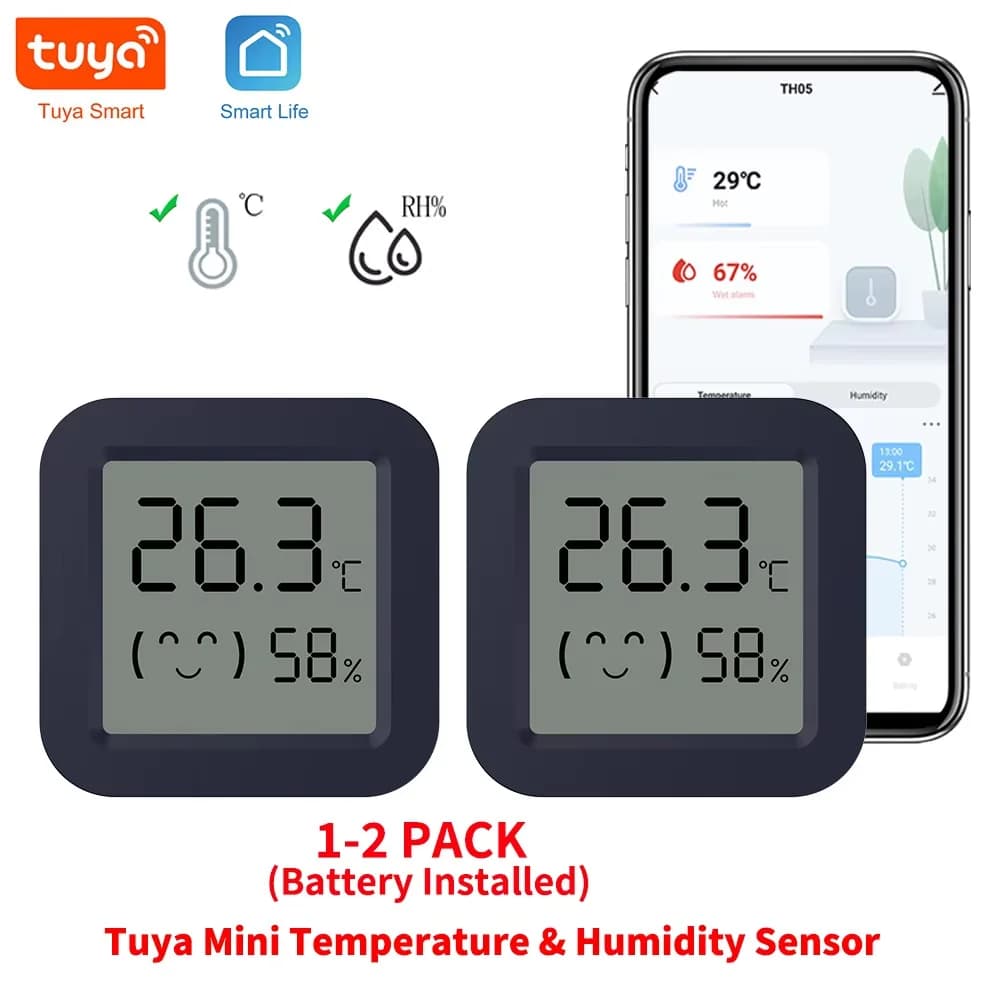 Tuya Sensore di umidità della temperatura Bluetooth Mini schermo LCD Smart Tuya APP Controllo vocale remoto Termometro Igrometro Google