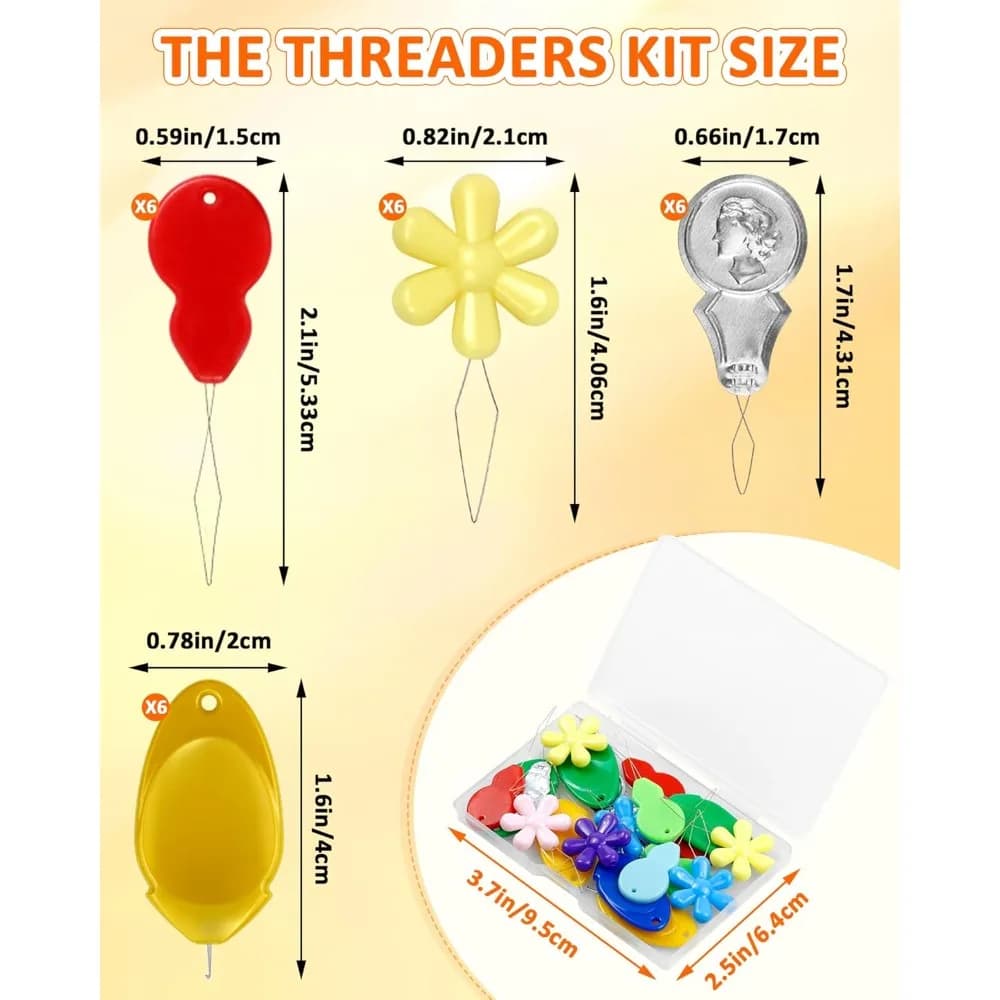 US Shipping Needle Threaders Kit 24 PCS 4 Types for Hand Sewing Machine Embroidery Floss with Storage Box