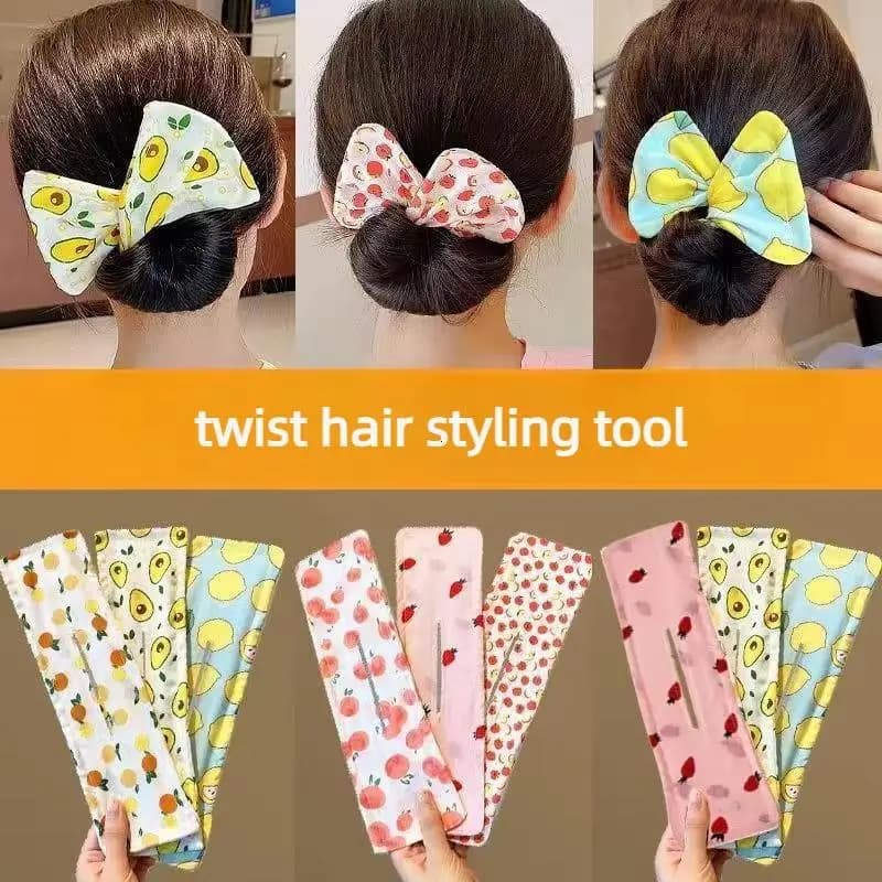 New1Pcs Adjustable Headband Hair Clip Cute Hair Straightener Bow Twist Clip Hair Straightener Meatball Headband Accessory