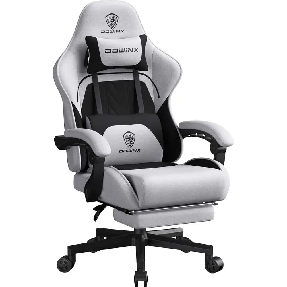 Sedia da Gaming Ergonomica Reclinabile con Schienale Alto, Cuscino a Molla, Altezza Regolabile, Tessuto Confortevole per Ufficio e Casa, Nera