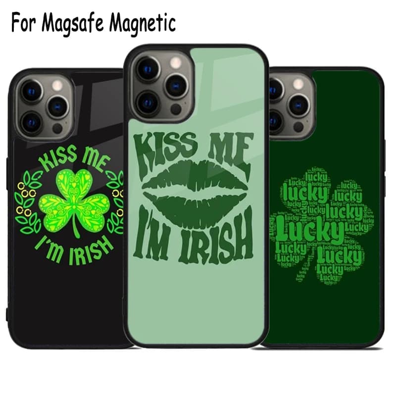 Custodia per telefono wireless Kiss Me Shamrock Clover per iPhone 17 Air 15 16 16e 14 13 11 12 Pro Max Plus, cover magnetica Magsafe con paraurti