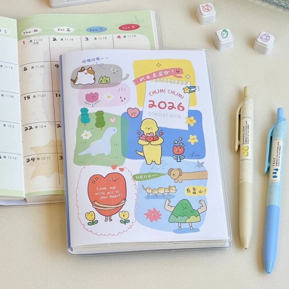 Cartoon B6 2026 Planner con calendario Lista delle cose da fare Agenda Libro Studente Notebook Studenti