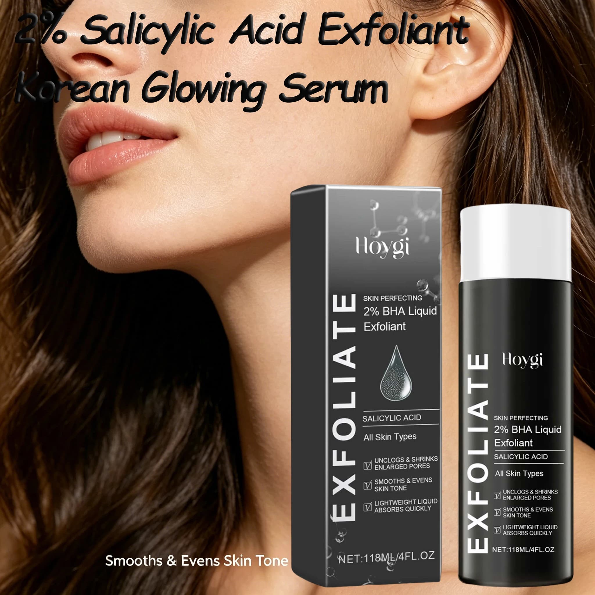 2% Salicylic Acid Liquid Exfoliant Pore Minimizer Serum Shrink Enlarged Pores Smooth Skin Tone Daily Treatment Korean Glowing