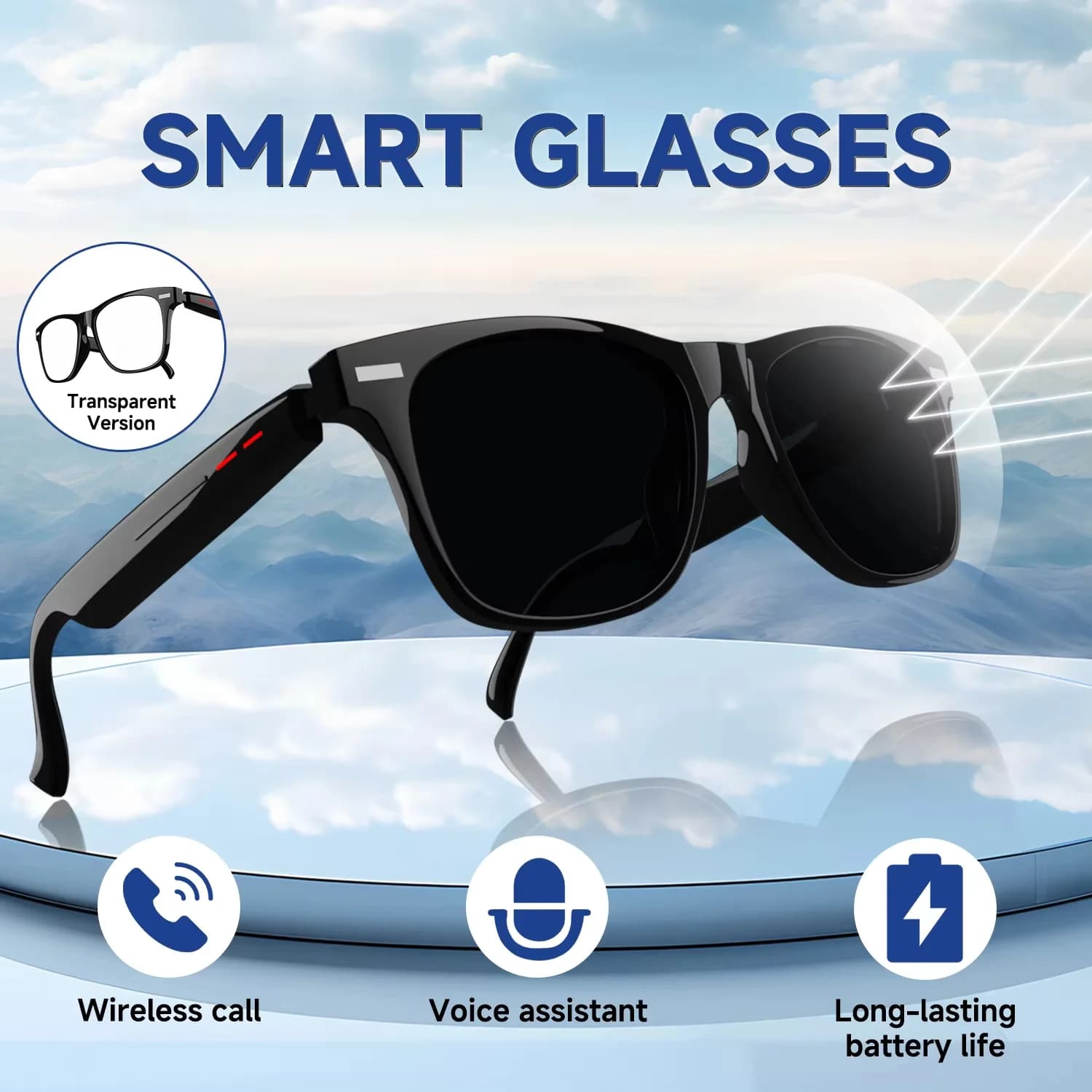 LAXASFIT New Bluetooth smart TWS glasses Listen to music and answer to phone calls Man Woman Fashion sunglasses View glasses
