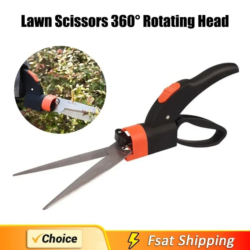 360° Rotating Grass Trimming Shears – Sharp Tip, Multifunctional Handheld Lawn & Hedge Pruning Mower Scissors