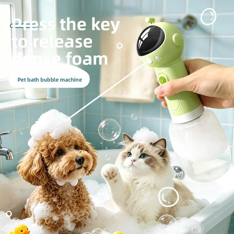 Electric Pet Bath Foam Bubble Maker One Click Dense Foam Waterproof Rechargeable Automatic Dilution Bottle For Dog Cat Grooming
