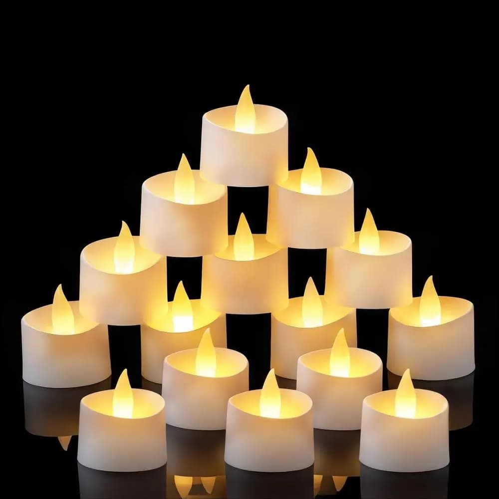 Candele LED a Batteria, Luce Ambrata Realistica, Durata Oltre 200 Ore, Ideali per Decorazioni Casa o Matrimonio (Bianche, Confezione da 24)