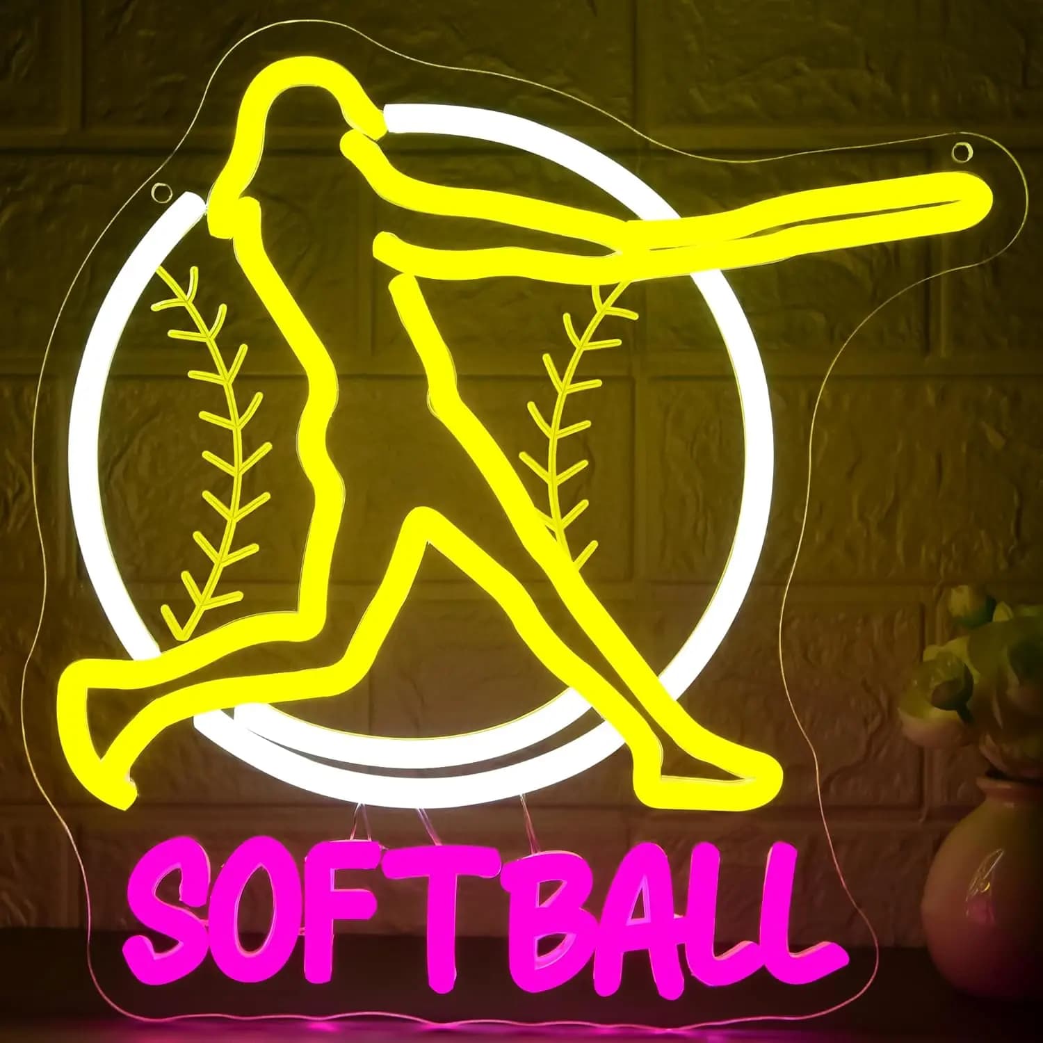 Insegna al Neon a LED USB per Softball, Luce da Parete Artistica per Club Sportivi, Sale Giochi, Bar, Decorazione Camera da Letto, Regalo, Luce Notturna