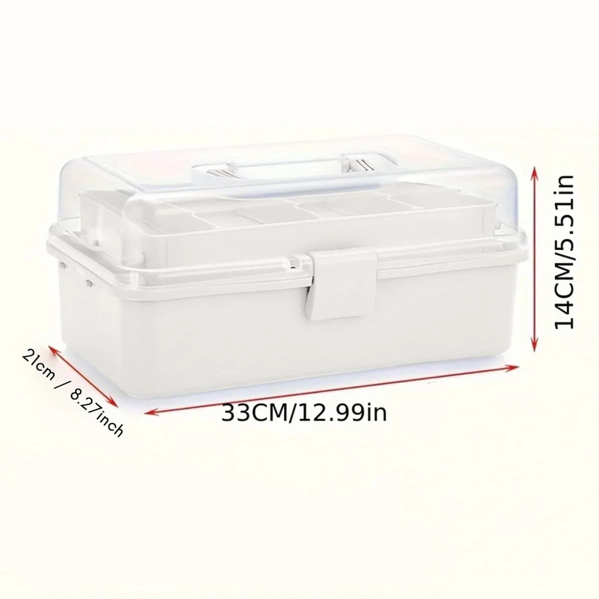 A79G 3-Layer Plastic Dividing Storage Box Craft Organizer with Adjustable Spacers Portable Handled Multipurpose