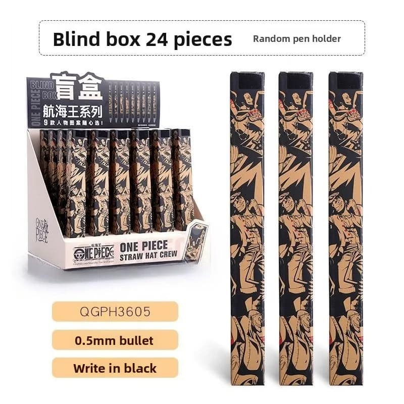 Penna a Scatto Personalizzata One Piece Anime Cartoon per Studenti, Scatola a Sorpresa, Punta a Proiettile Nera da 0,5 mm, Cancelleria all'Ingrosso
