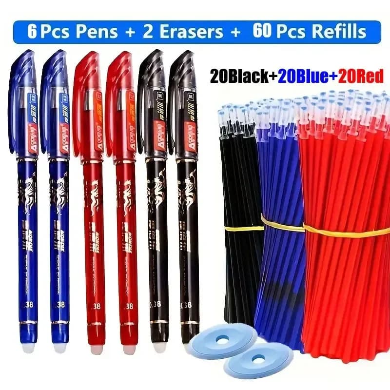 68 pezzi penne gel cancellabili blu/nero/rosso inchiostro penna a sfera cancelleria forniture per scrittura ufficio studente scrittura strumenti di scrittura fine