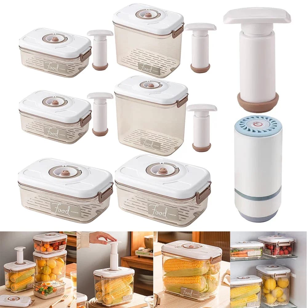 Vacuum Food Storage Box Vacuum Food Storage Container with Time Compass and Air Pump Sealed Food Storage Box Freshness Conservation for Rice Cereals