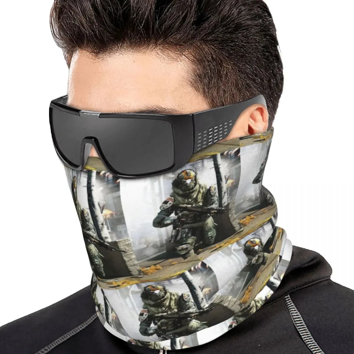 Titanfall 2 Helmet Multifunctional Elastic Neck Gaiter Dust Proof Face Cover Bandana Unisex for Motorcycle Hiking Fishing