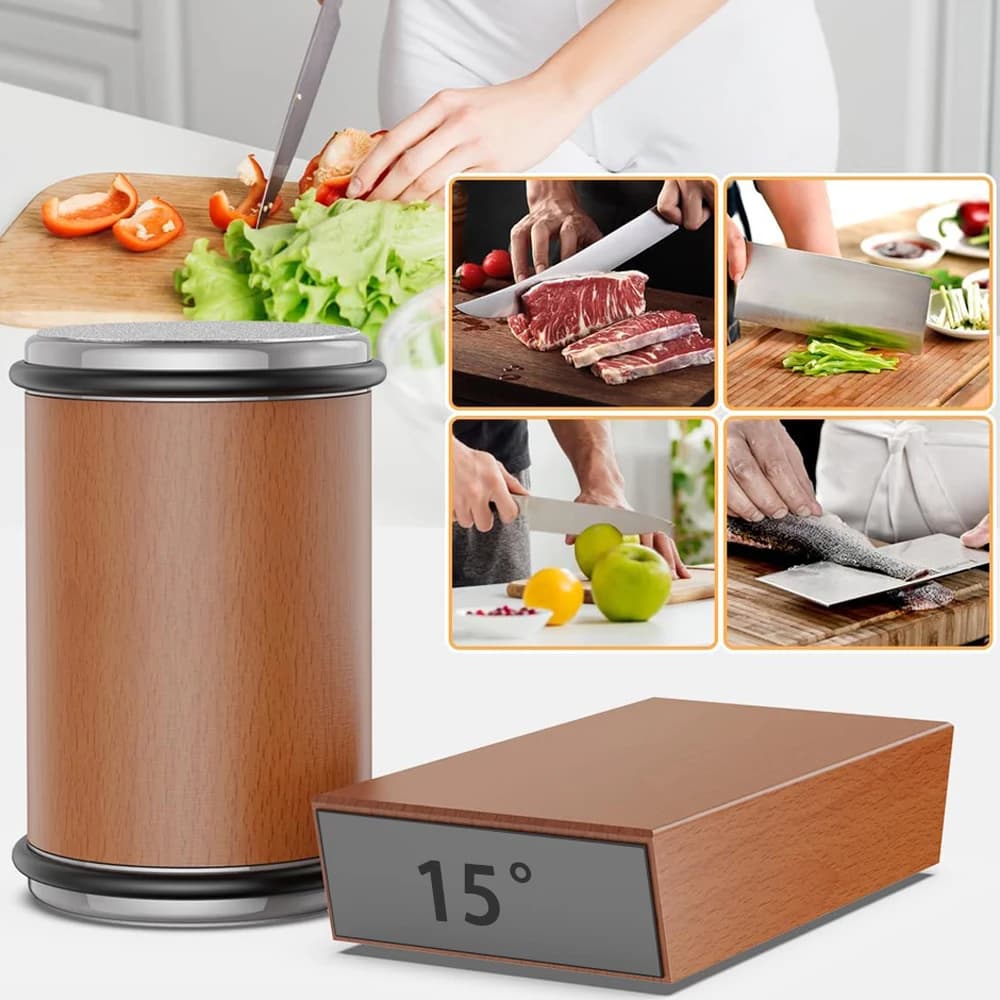 Rolling Knife Sharpener Magnetic Knife Holder Diamond Sharpening Stone with 15 and 20 Degrees Angle Roller Kitchen Accessory set
